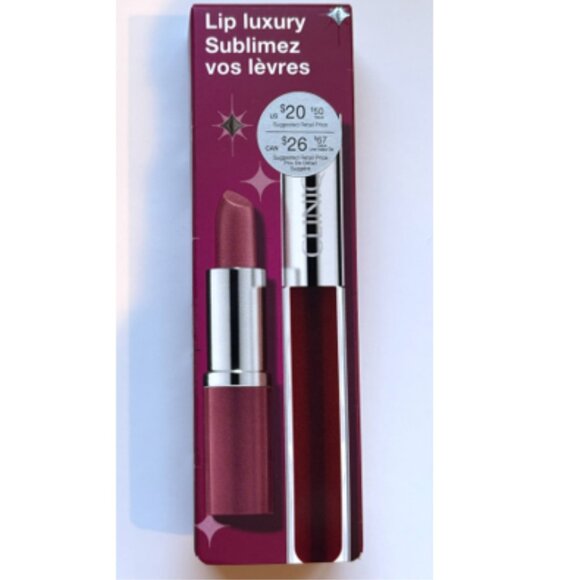CLINIQUE “LIP LUXURY" 2 Piece Pop Longwear Lipstick/Pop Plush Creamy Lip Gloss - Picture 2 of 14